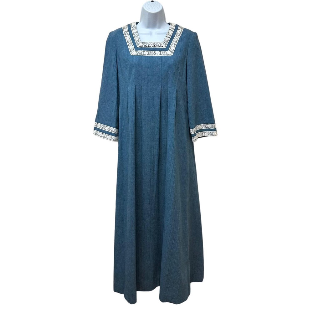 Vintage Handmade Heavy Lace Bell Sleeve Prairie Cottagecore Mumu Midi Dress